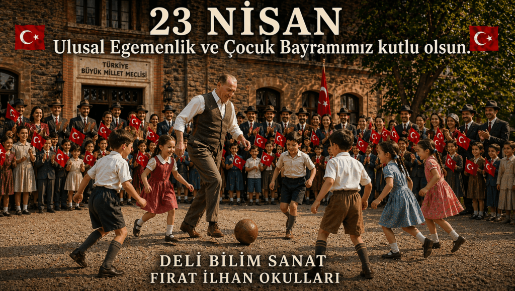 23 Nisan Ulusal Egemenlik ve Çocuk Bayramı kutlama görseli, Deli Bilim Sanat ve Fırat İlhan Okulları