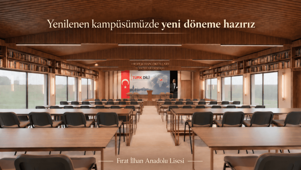 Fırat İlhan Anadolu Lisesi yenilenen kampüsünde bir sınıf: Yenilenen kampüsümüzde yeni döneme hazırız